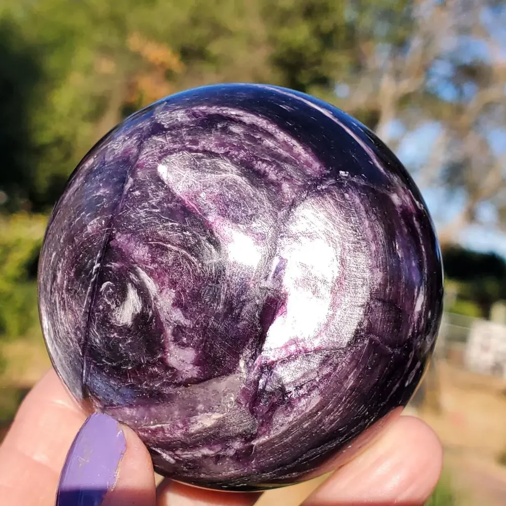 Brazilian Purple Mica with INCREDIBLE Double-Sided Flash Crystal Sphere 378 Gra